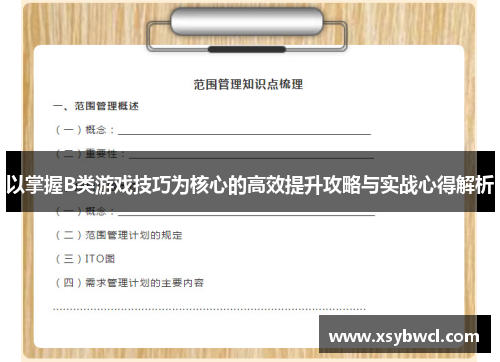以掌握B类游戏技巧为核心的高效提升攻略与实战心得解析